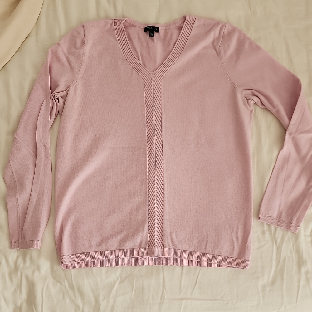Talbots, Size M. Women's Pink V-Neck Sweater